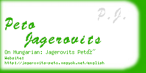 peto jagerovits business card